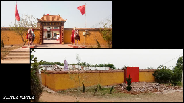 「毛主席佛祖殿」被拆毁前後对比图