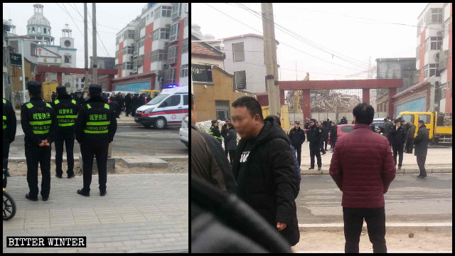 城管人員、武警等把守教堂