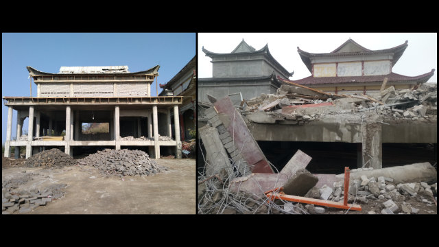 靈鷲寺一座在建的佛殿被強拆(知情人提供)