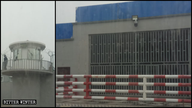 莎車縣恰爾巴格鄉的一處教育轉化營的崗哨和後門